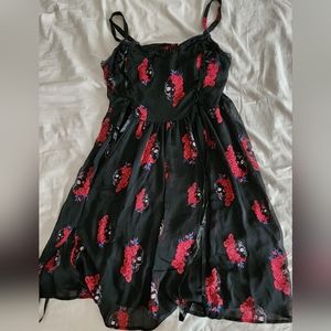 Tripp Nyc floral skull royal bones lace up dress